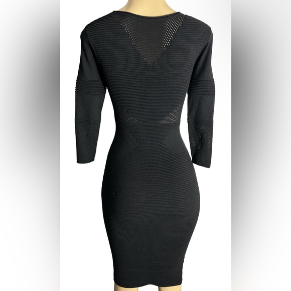 VELVET Graham & Spencer ~ Long Sleeve Body Contour Fitted Black Dress - Picture 7 of 11